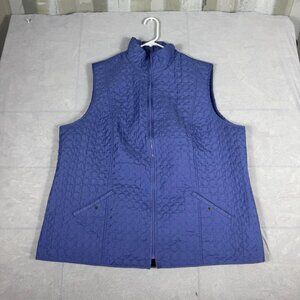Allison Daly Quilted Vest Womens Blue Full Zip Mock Neck Outdoor Size 20W